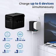 4 USB 和 Type-C + 35W PD 智慧型 USB 充電器電源插頭插座帶 LED 訊號便攜式通用旅行適配器 lfmckp1 4 USB and Type-C + 35W PD Smart 
