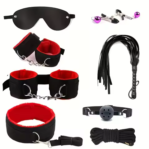 Sexual SM Bondage Set Nylon Webbing Plush Bondage Eight Setsalternative Training Toys Adult Products