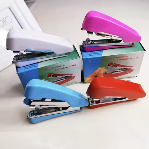 1pc Handheld Mini Sewing Machine Portable Miniature Sewing Tool Simple Clothing Repair Tool Manual E