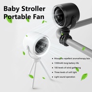 Kipas 7200mAh Ultra-Long Silent Baby Fan Portable Stroller Hanging Fan Aromatherapy LED Safe for Bab