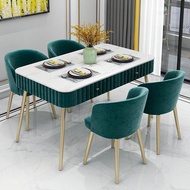 Dining table long table with drawers modern luxury table marble table flannel table chair set