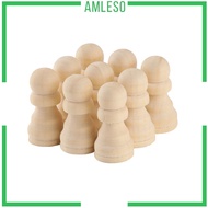 [Amleso] Wooden Chess Set Chess Pieces Table Board Game Kids Educational Toys Unfinished Wood Dolls