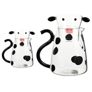 Glass Water Carafe Set with Cup Lovely Cartoon Cow Cold Kettle Flowering Teapot Canister Milk Iced B