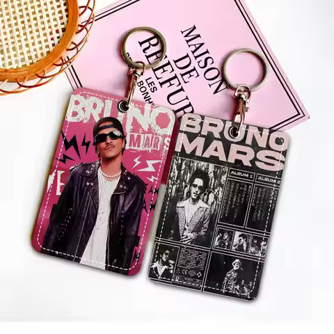 1PC Bruno Mars Bank Card,Subway, Bus Card Holder Keychain Key Ring Door Access Tags ID Card Case Key