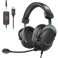 FIFINE Headset, 3.5 mm jack & USB Headphone with 7.1 Surround Sound/vollum contractral/Mute switch f