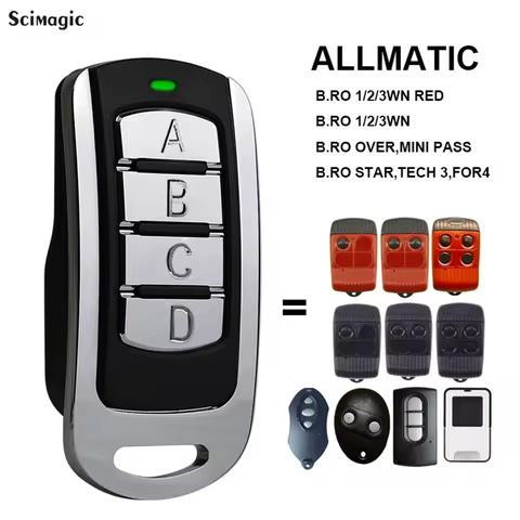 433.92MHz ALLMATIC B.RO 1WN 2WN 4WN RED ALLMATIC BRO OVER MINI PASS Garage Door Remote Control Dupli