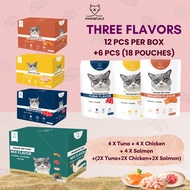 Paws&Tails Cat Mousse Wet Food  Pouch Broth in Chicken/ Tuna/Salmon (70g x 18 Packs)