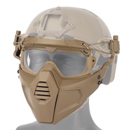 ยุทธวิธีครึ่งหน้ากากทหารล่าสัตว์ป้องกันความปลอดภัยยิงหน้ากากกับแว่นตาเพนท์บอลต่อสู้หมวกกันน็อก