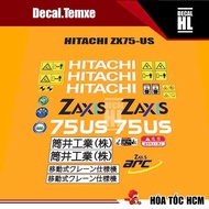 Hitachi Zaxis 75us excavator sticker set. Hitachi Zx75-us excavator sticker
