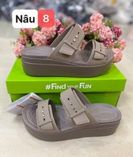 CrocsFanClub - Lê bánh mỳ brooklyn cài khuy đế cao 5cm cho nữ - pb138