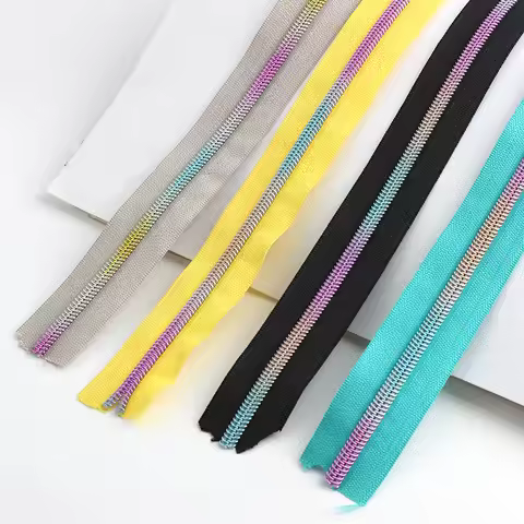 2 yards 7 colors 5# plastic nylon zipper tape decorative zipper puller for DIY sewing tailor craft b