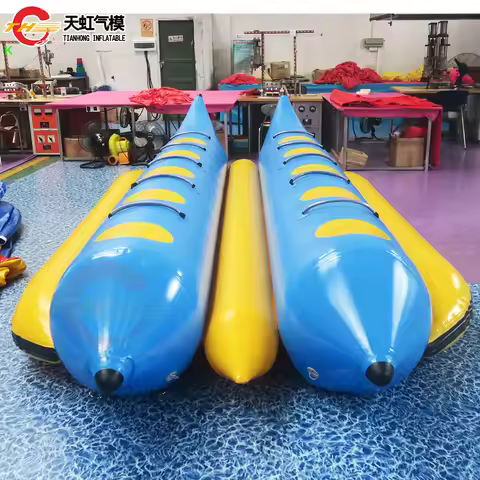 Double Row Inflatable Flying Fish Tube Aquatic Inflatable Banana Boat Water Toys for Beach Water Par