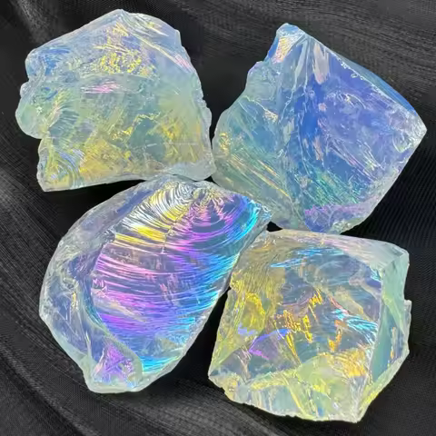 Aura Opalite Crystal Electroplated Glitter Raw Stone Mineral Specimen Gemstone Home Room Decoration 
