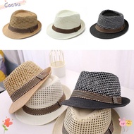 CACTU Sun Cap, Short Brim Straw Straw Fedora Hat,  Breathable Trilby Floral Hat Man