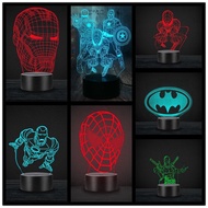 The Avengers Figure LED Remote Night Light Iron Man Spiderman Deadpool Hulk Bedside Desk USB Lamp Home Decorative Gift for Marvel Fans