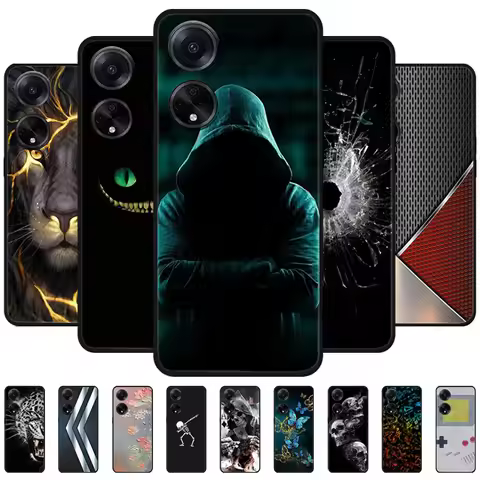 For OPPO A38 A78 4G Cases Shockproof Black Soft Silicone Print Phone Case For OPPO A78 A98 5G Cover 