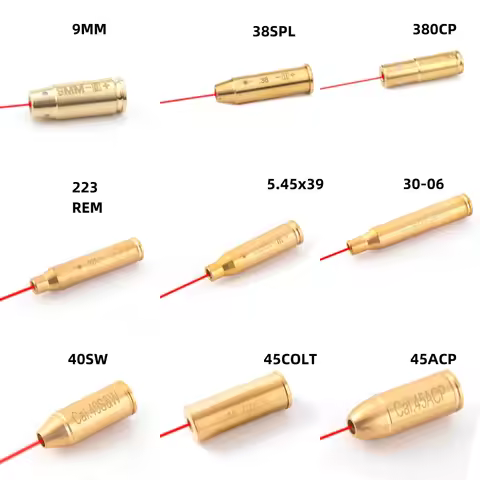 9mm Laser Boresighter 38Spl 380ACP 45ACP 40SW 223Rem Laser Collimator Glock Rifle Laser Bore Sight