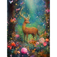 Photocustom trang trí sơn theo số handmade hình ảnh vẽ nai sừng tấm rừng nội thất bức tranh trang tr