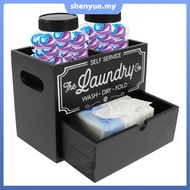 Dryer Sheet Container Large Capacity Laundry Sheet Dispenser with 2 Plastic Jars Wooden Laundry Drye