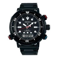 【SEIKO】精工 Prospex40週年限量 SNJ037P1鮪魚罐頭鋼帶 太陽能雙顯潛水錶H855-00C0SD黑