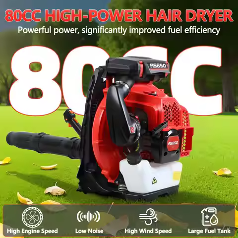 80CC Gas Backpack Leaf Blower, Ergonomic 2-Stroke Engine 900CFM Dust Blower, Lightweight Gasoline Le