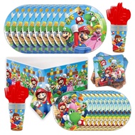 Super Mario Bros Theme Party Disposable Tableware Birthday Party Decoration Kids Baby Shower Supplies