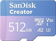 SanDisk 512GB Creator microSD UHS-I Card with SD Adapter - for Cameras and Drones, 4K, 5.3K, A2, V30