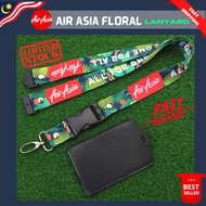 [SAME DAY SHIPPING 🇲🇾] AirAsia Floral Lanyard Free ID Holder Airbus A320 Lanyard AirAsia Malaysia La