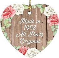 Designsify Christmas Tree Decoration, 66th Birthday Made In 1958 All Parts Original, Heart Ornament 