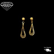 SMS DEEN Dangling Earrings, ±3.8GM - Gold 916 Emas - Subang (Info: ±4.0x1.2CM - 3.82GM)