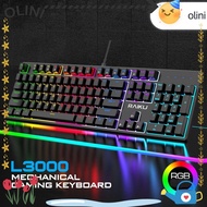 OLINI Gaming Mechanical Keyboard,  Backlit 104 Keys RAIKU L3000 Keyboard,  Mechanical Keys USB Conne