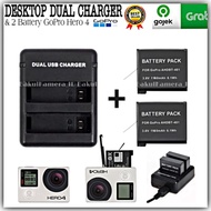Desktop Dual Charger Baterai GoPro Hero 4 Black / GoPro Hero 4 Silver Action Camera