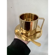 marjaritia **พร้อมส่ง** DT04-7 ชุดแก้วกาแฟสแตนเลสสีทอง 280 ml G1-2