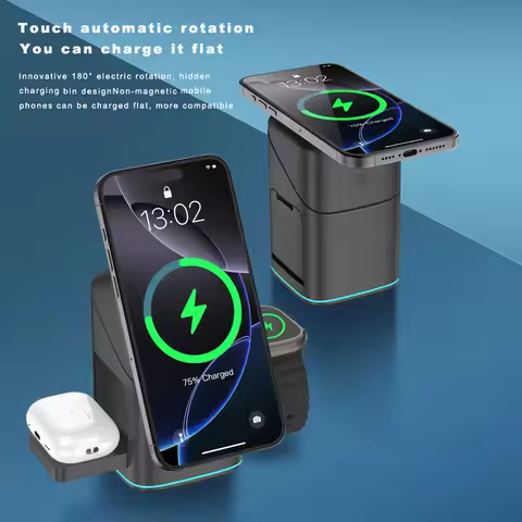 3 in 1 Magnetic Wireless Charger Fast Charger Intelligent Fast Charging for Samsung iPhone 12-16 HUA