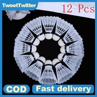 TweetTwitter 12 Pcs White Plastic Badminton Ball Shuttlecos Sport Training Sport MY