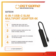 Satechi 4-in-1 USB-C Slim Multiport Adapter 4K - USB-C Hub with 4K HDMI, USB-A & Power Delivery for 
