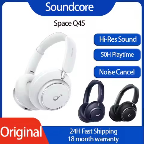 Oringinal Soundcore by Anker Space Q45 Headworn Wireless Bluetooth Headset Triple Dynamic Noise Filt