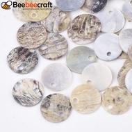 50pc Natural Akoya Shell Charms Mother of Pearl Shell Pendants Flat Round Tan 10x1mm Hole: 1.5mm