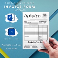 Invoice Template | Invoice Receipt | Editable Invoice | Printable Receipt | Digital Template | Order