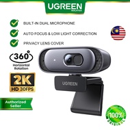 UGREEN 2K HD 1080FHD Webcam Live Stream Camera with Stereo Microphone Laptop USB Webcam Auto Focus PC Mac Laptop Desktop
