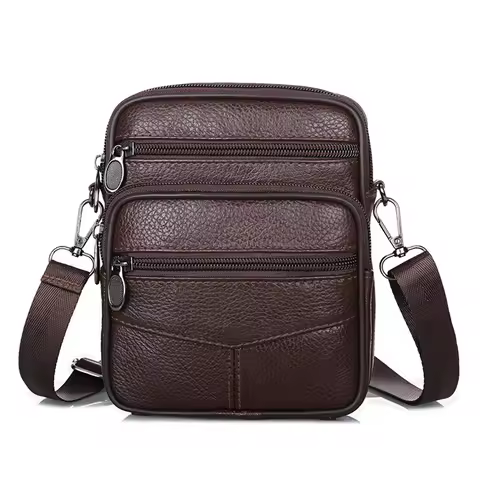 Leather Waterproof Waist Bag Men Cross Body Messenger Bag 2023 Purse Outdoor Belt Waist Fanny Pack M