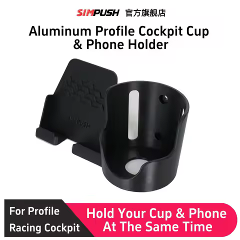 SIMPUSH Aluminum Profile Sim Rig Cup & Phone Holder SIM Racing Simulator Cockpit Water Cup Mount Mob
