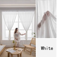 Punch-Free Semi Sheer French Curtain Velcro Self-Adhesive Weave Textured Privacy Translucent Drape for Door Tricia Window