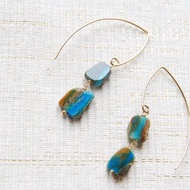 藍色歐泊（Blue Opal）大馬眼形（Marquise）耳環 14KGF