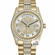【大眾名錶】ROLEX 勞力士 118388 Day-Date 2020/03卡 頂奢錶款 原廠鑽帶/鑽圈/鑽腳 滿天星貝殼羅馬面盤 錶徑36mm B1222