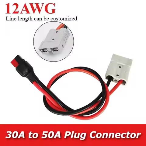 30A to 50A Gray Plug Connector Cord12AWG Copper Wire Solar Lithium Battery Extension Charging Line M