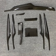 9PCS Carbon Fiber Car Interior Center Console Dashboard Trim Door Panel Cover For BMW 5 Series G30 G