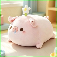 Cute Chubby Pink Pig Plushie Cushion Little Sprout Drooling Daisy Pig Doll Super Soft Stuffed Pillow