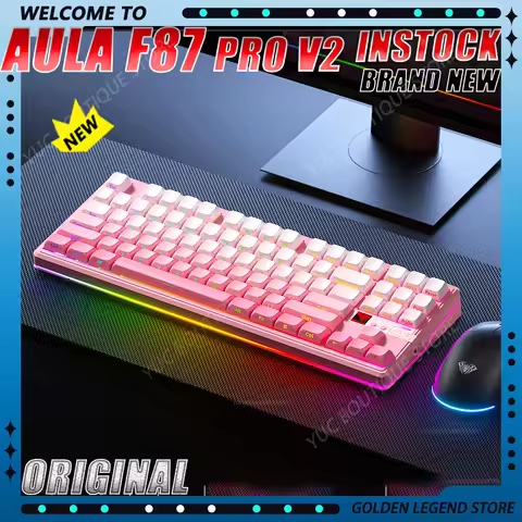 NEW AULA F87 Pro V2 Wireless Gaming Mechanical Keyboard 3-modes 12000mAh Long Battery Life Hot-Swap 