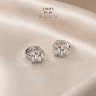 Yours by Jo Designer Piece Sterling Silver Icebar Spark Hoop Earrings